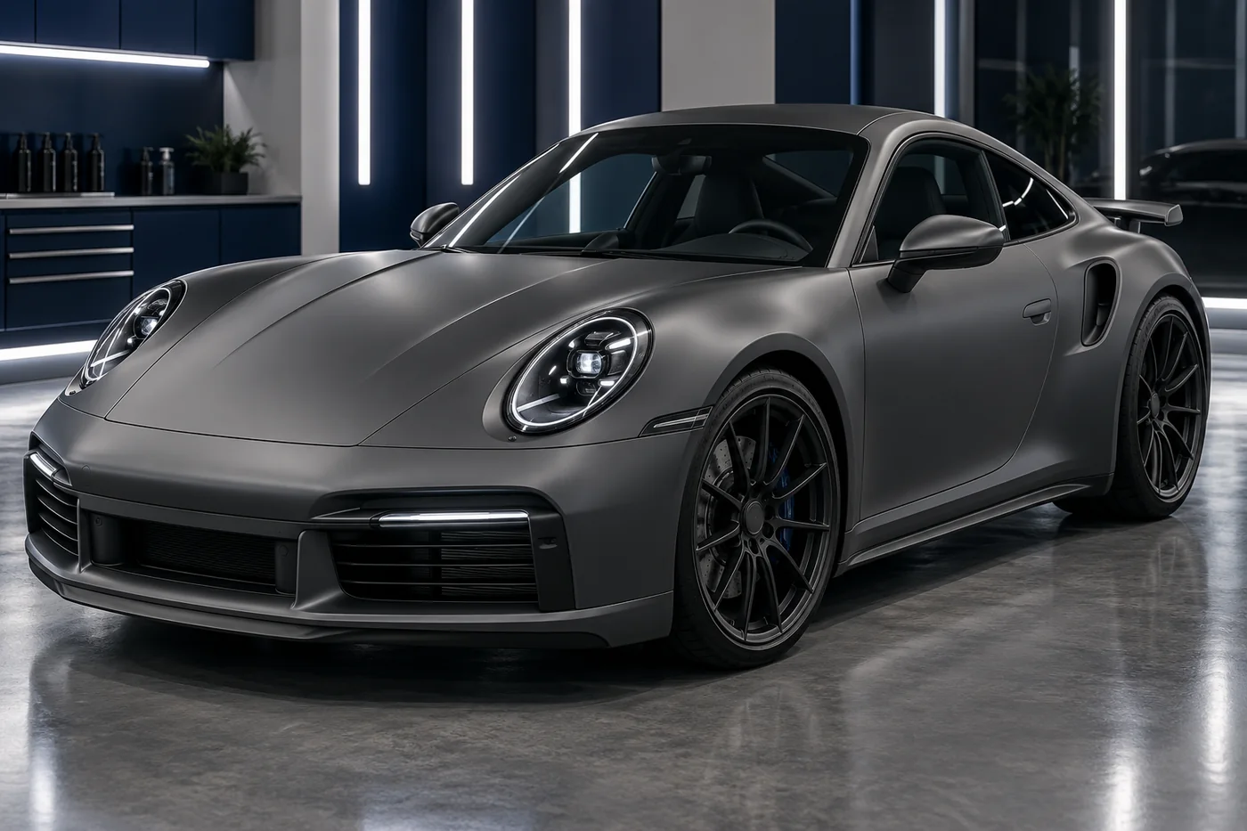 Porsche بطلاء مطفي بعد تركيب الحماية