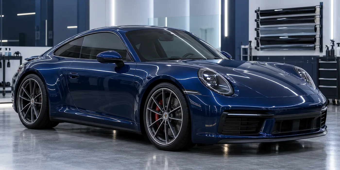 سيارة Porsche مع زجاج مظلل عازل حراري